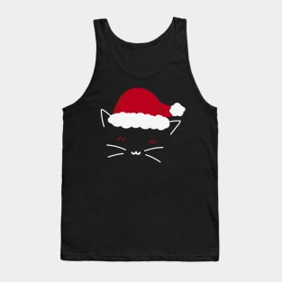 Cat Santa Hat Christmas Tank Top